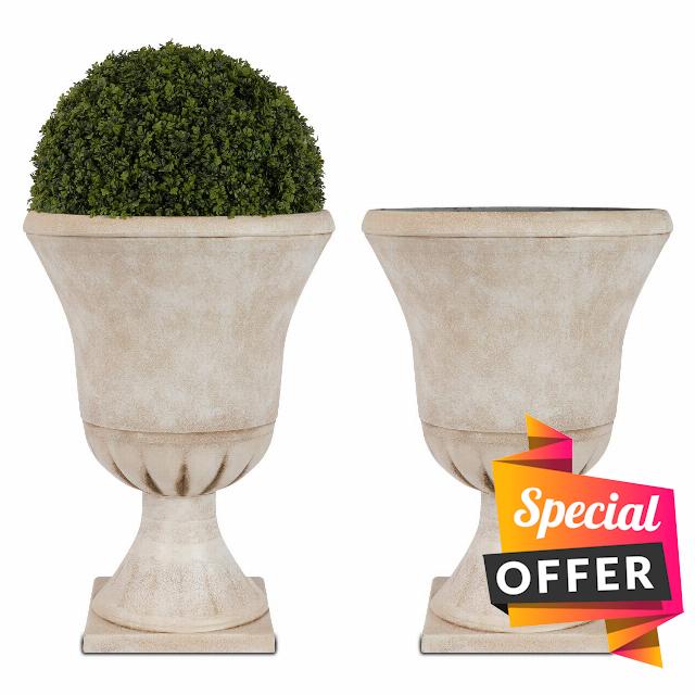 Worth Garden Plastic Urn Planters for Outdoor Plants