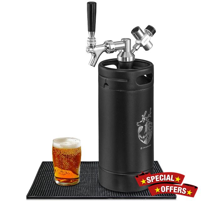 Portable Mini Keg Draft Beer Dispenser System with Drip Mat and Foldable Funnel