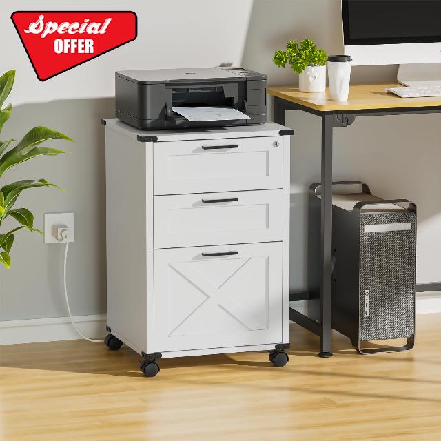 Small Wood File Cabinet with Lock