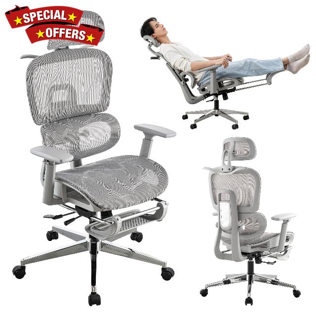 Mesh Ergonomic Office Chair with Footrest