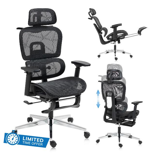 Mesh Ergonomic Office Chair with Footrest