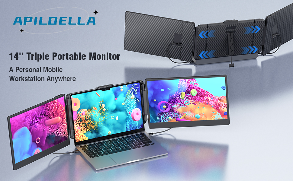 3 screens for laptop portable